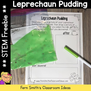 St. Patrick's Day Leprechaun Pudding Science STEM Activity Freebie