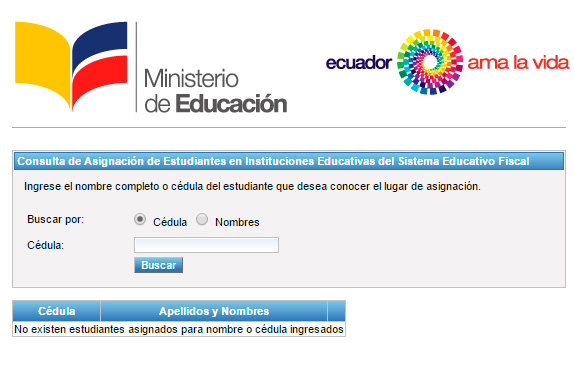 Consultar Asignacion Cupos Ministerio De Educacion Del Ecuador