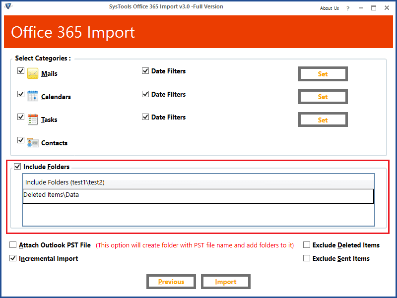 include folders option