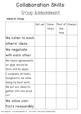 Blog post by Janiel Wagstaff:  Reflecting on collaboration.  Links to two collaboration rubrics are included.