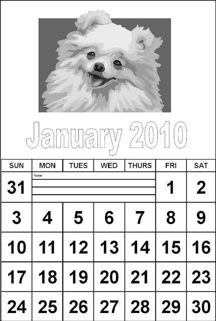 To download and print this Free Printable January Calendar 2010 Coloring 