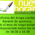 NUEVO HORARIO DE LA OFICINA DEL AMPA