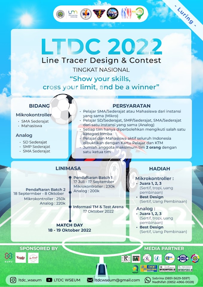 Line Tracer Design and Contest (LTDC) 2022⁣⁣ TINGKAT NASIONAL - UM Malang