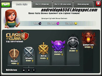 Clash of Clans Ligler ve Bonus Ganimet 2016