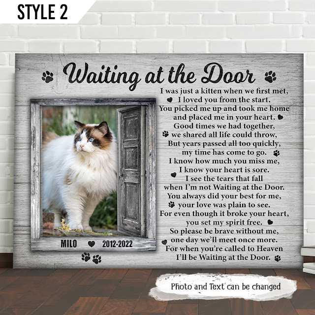 Ohcanvas Waiting At The Door Cat Horizontal Canvas Poster Framed Print