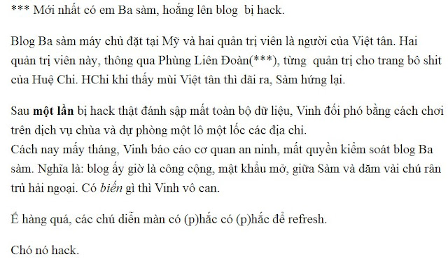 Beo "chém" vể blog BaSam