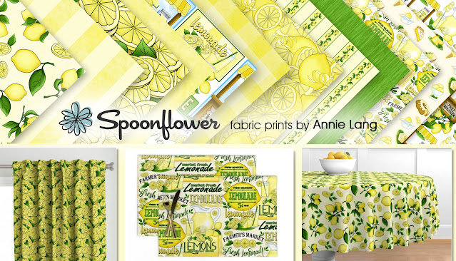 Brighten up your day with Annie Lang's lemon themed art images and lemonade fabrics from Spoonflower  because Annie Things Possible