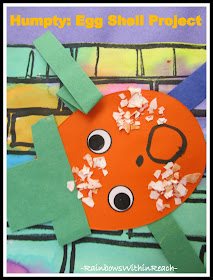 photo of: Nursery Rhyme Art Project using Egg Shells for Humpty Dumpty (preschool project) 