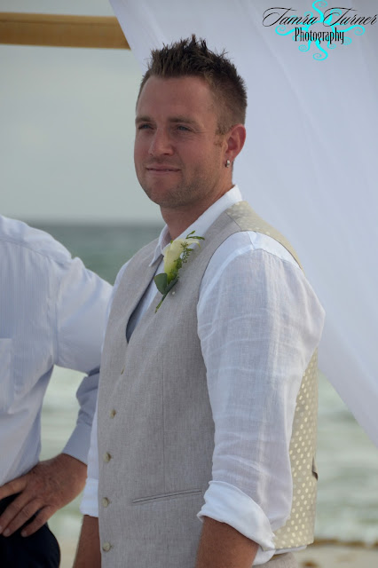 Waiting for his beach wedding bride