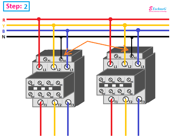 contactor interlocking circuit making procedure step 2