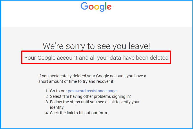 gmail account deleted