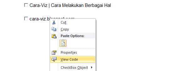 Cara Menambahkan Check Box Menggunakan ActiveX Control Pada Word