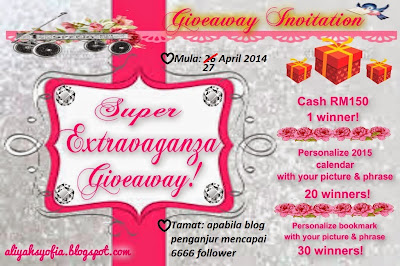 http://aliyahsyofia.blogspot.com/2014/04/super-extravaganza-giveaway.html