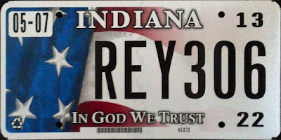 Pentagrams on Indiana License Plate