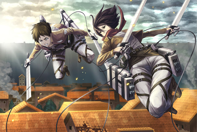   Attack on Titan Shingeki no Kyojin Eren Jaeger Mikasa Ackerman Anime Sword Blade HD Wallpaper Desktop Background