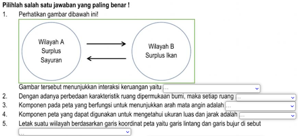 Soal Drop Down Online IPS Kelas 7 Bab 1 Materi Manusia, Tempat dan Lingkungan 