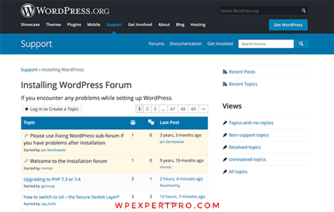 Forums for WordPress help