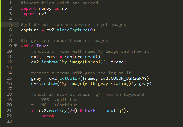 Image gray scaling using OpenCV code