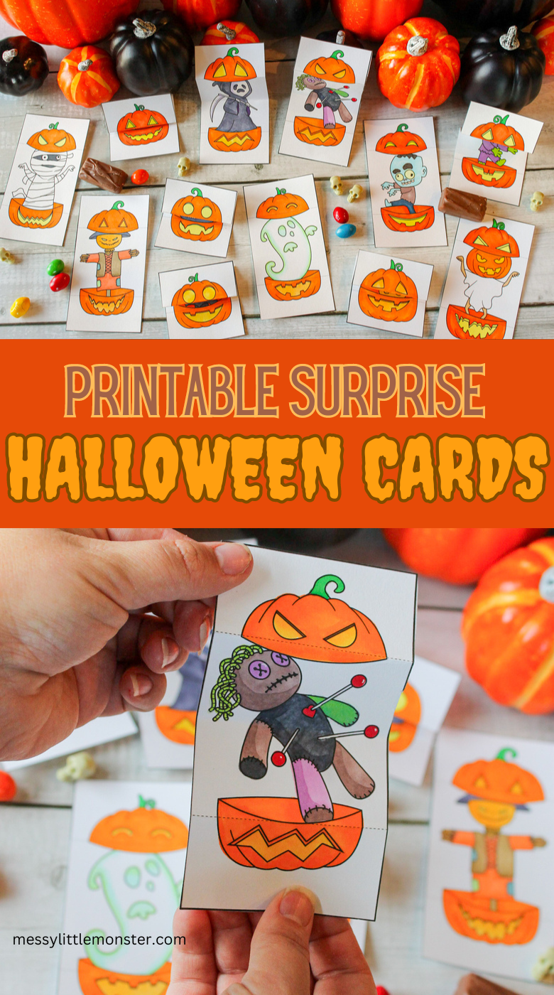 Printable Halloween card craft. Halloween craft for kids. Halloween colouring.