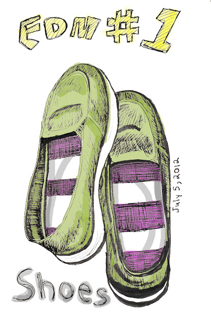 EDM 1 - Draw your shoes. Shoes, pen and ink with digital colour by Ana Tirolese ©2012