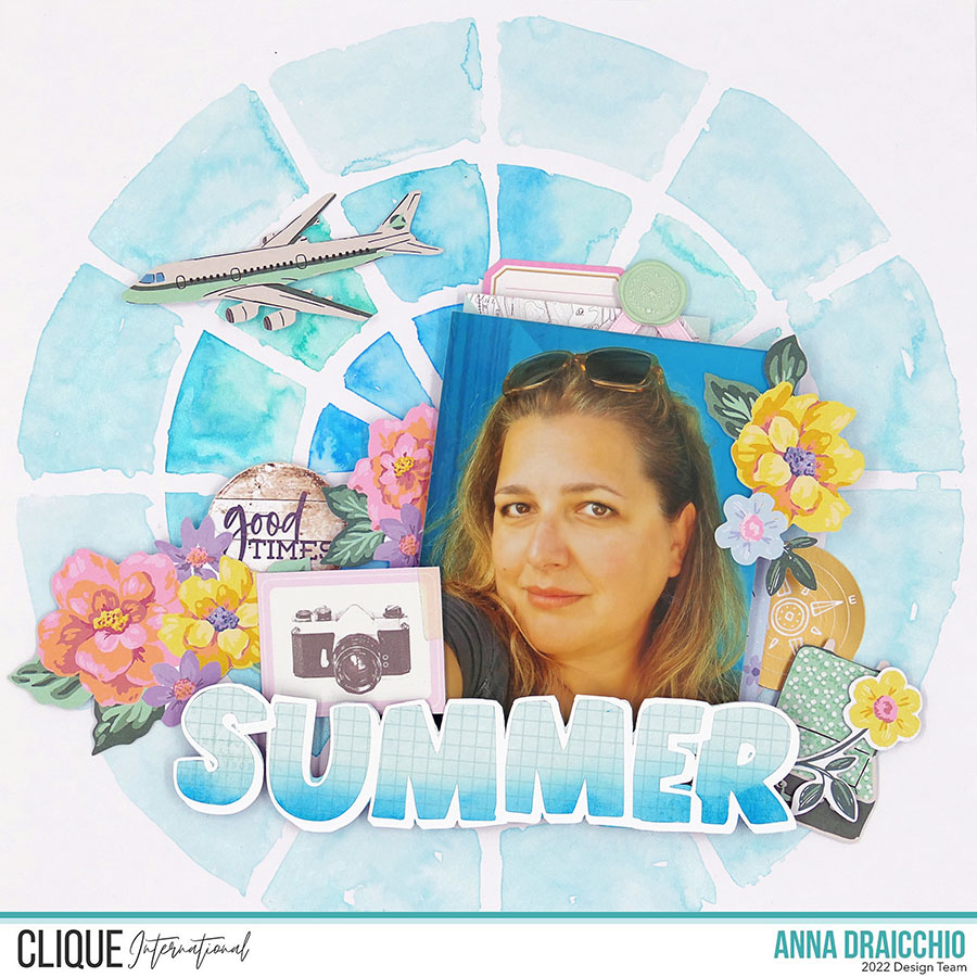 Scrapbooking: Summer Layout usando uno stencil