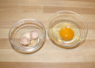 My sister provided home-raised eggs for this lab. As a bonus, we cracked open an immature egg that one of her chickens laid a wee bit too soon (on left). Tessa correctly deduced that no chick could have hatched from this egg because it lacked its cell parts (yolk and blastodisc).