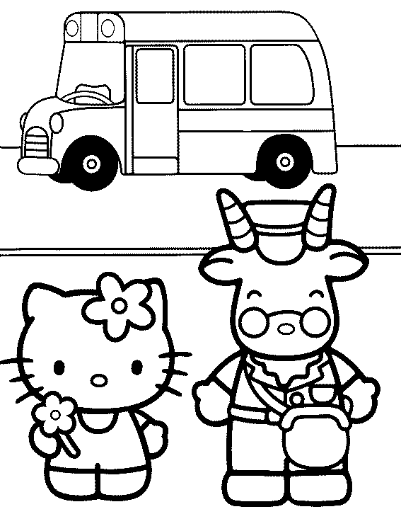 Download Hello Kitty Go To School Coloringpage