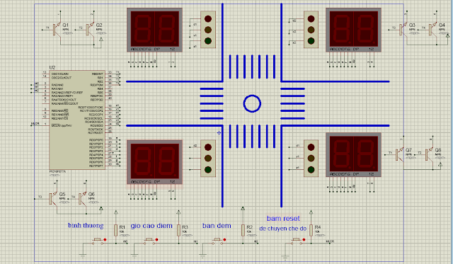 đèn giao thông ngã tư pic16f877a