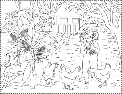 Farm Coloring Pages on Beautiful Farm During Autumn A Man Standing Beside The