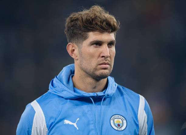 John Stones of Manchester City lines up before the UEFA Champions League Group G match between Manchester City and BSC Young Boys at Etihad Stadium on November 7, 2023 in Manchester, England.