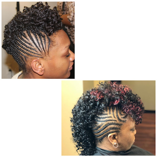 Side Braided Curly Mohawk Style