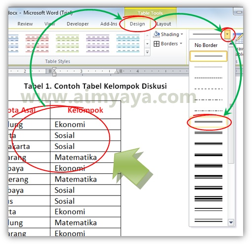 Microsoft word mempunyai akomodasi yang sanggup kita gunakan untuk mengatur garis border Cara Mengatur Garis Border Tabel Ms Word