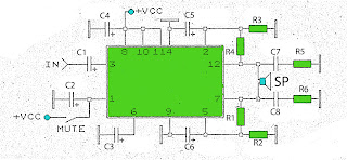 20W amplifier schematic with mute