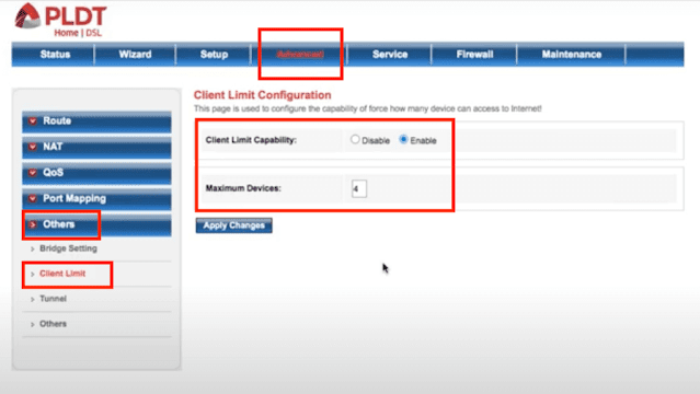 limit number of wifi users pldt