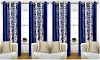 STAMEN 214 cm (7 ft) Polyester Door Curtain (Pack Of 4)  (Floral blue)