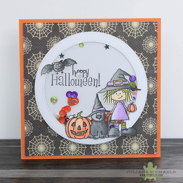 Happy Halloween Shaker Box Card by Juliana Michaels featuring SRM Stickers Jane's Doodles Stamps, Pretty Pink Posh Sequins, MFT Stamps Dies and Jillibean Soup Paper