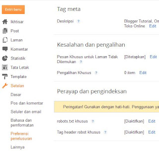 Setting Broken Link di blogger