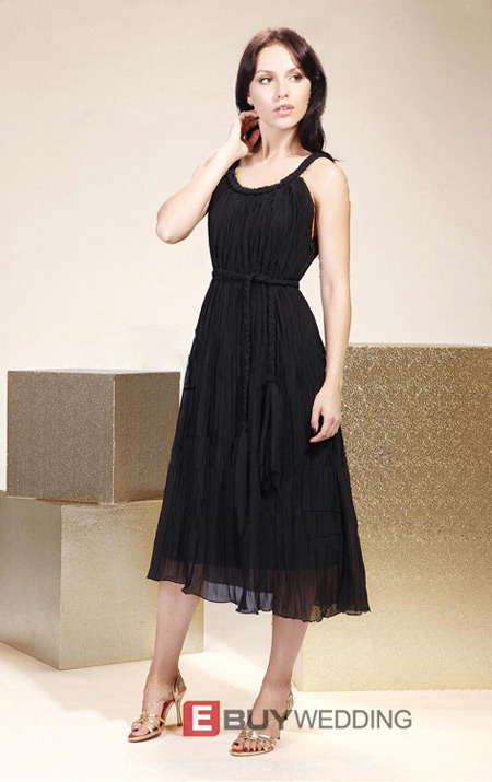 Inexpensive Sexy Chiffon Black Bridesmaid Dresses