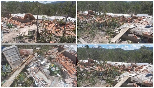 Chapada: Casa é demolida por vândalos em propriedade rural em Rio de Contas 