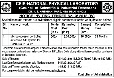 CSIR NPL Tender