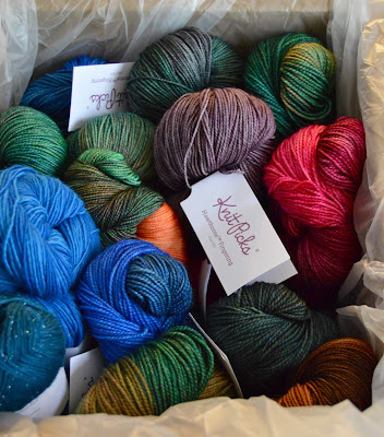 giant box of sale yarn from Knit Picks