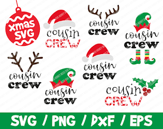 Christmas SVG Bundle, Merry Christmas SVG, Santa Claus SVG, Snowman Face Svg, Reindeer Svg, Santa Hat, Cousin Crew, Elf, Holly, I tried,