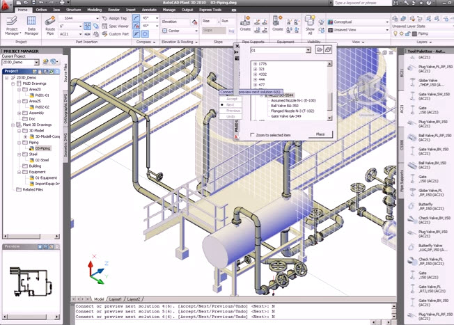 How to piping systems Pipie 3D drawing with AutoCAD Plant ...
