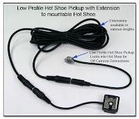 HS1012: Hot Shoe to Inline Mini Jack with Extension to Low Profile Hot Shoe Pickup