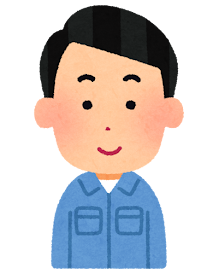 男性作業員の表情のイラスト「笑顔」表情