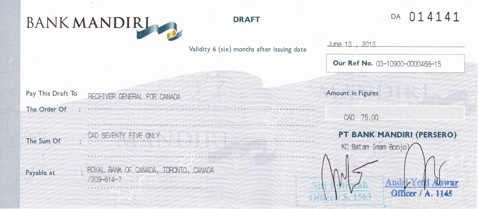 Gado~gado InCa: Pembuatan Bank Draft di Indonesia