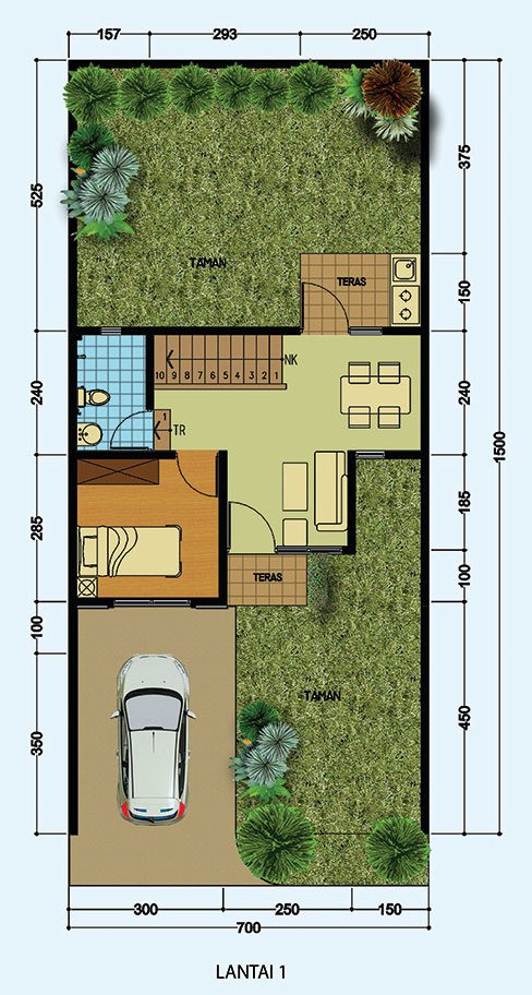 LINGKAR WARNA 7 Denah  rumah  minimalis  ukuran  7x15 meter 2 