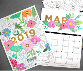 free coloring book 2019 calendar
