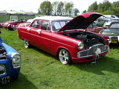 Sparkly burgundy paint job on a souped up Ford Consul