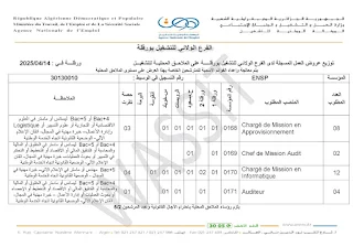 إعلان توظيف في شركة ENSP - أفريل 2025